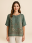 Annie | Vintage Floral O-Neck Blouse
