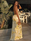 Gloria | Women’s Gold Foil Satin Maxi Dress with Straps