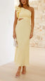 Amelie | Women’s Yellow One-Shoulder Maxi Dress with Cutouts