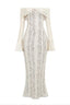 Alissa | Women’s Bell-Sleeve Ivory Lace Off-Shoulder Maxi Dress