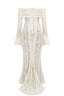 Alissa | Women’s Bell-Sleeve Ivory Lace Off-Shoulder Maxi Dress