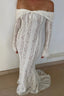 Alissa | Women’s Bell-Sleeve Ivory Lace Off-Shoulder Maxi Dress
