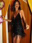 Elara | Sequin Mini Dress with Fringe Tassels and Spaghetti Straps